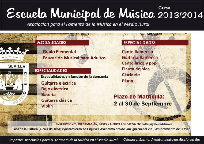 Cartel Escuela de Música Alcalá del Río 2013_2014
