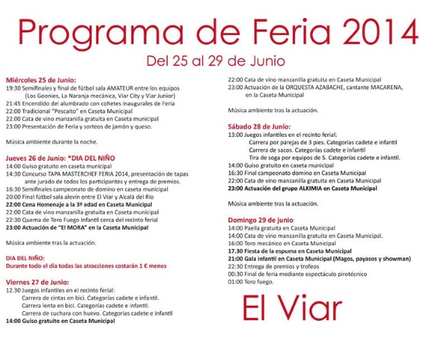 Porgrama de Feria 2014-2