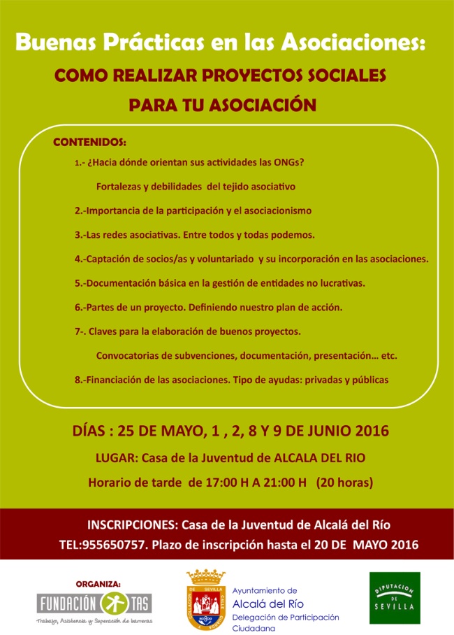 Cartel Curso TAS para Asociaciones Mayo Junio 2016