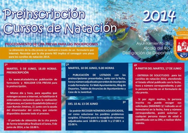 Cartel Preinscripción Cursos de Natación 2014
